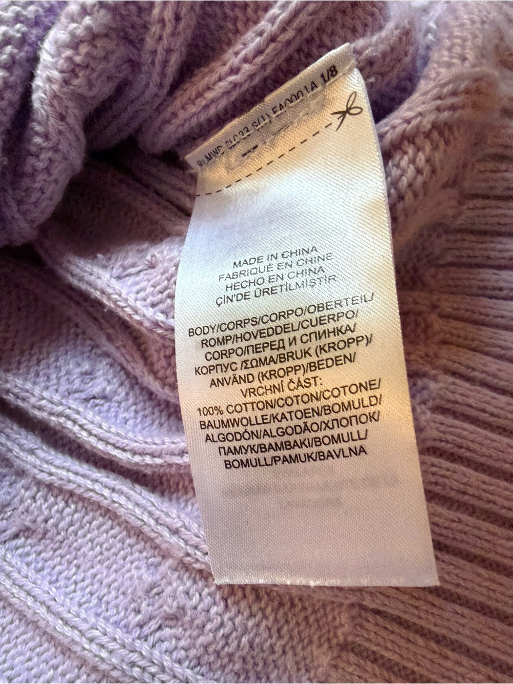 Lauren Ralph Lauren Cable Knit Button Shoulder Sweater Lavender Women Sz Large - Picture 8 of 13
